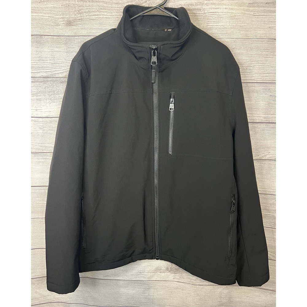 Calvin Klein Men's Large Black Soft Shell Jacket Fleece Lined Full Zip